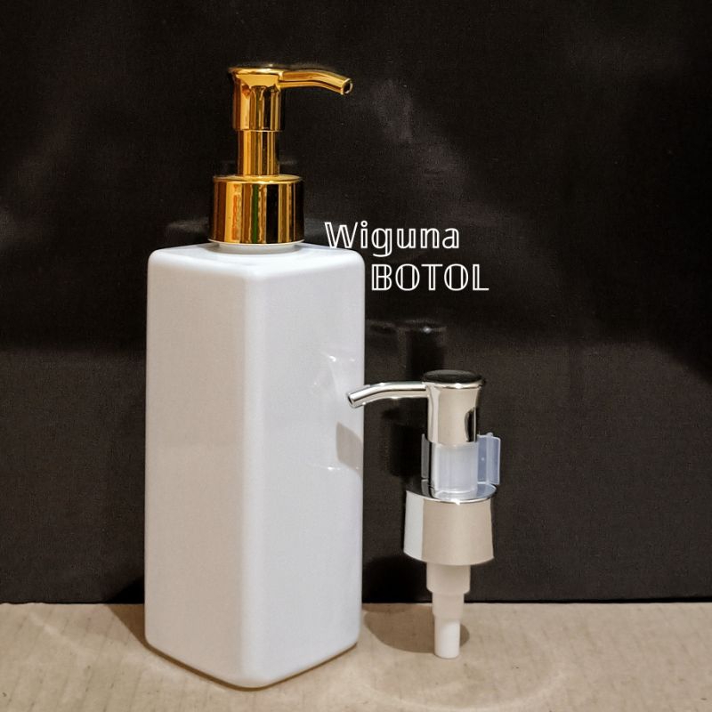Botol Pump 250ml Kotak Putih Tutup Pump Clip Oil / Botol Pet 250ml Kotak Putih Tutup Pump Clip Oil