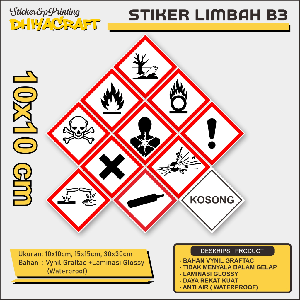 

Sticker Label Tanda Simbol Limbah B3 Ukuran 10 x10 Stiker Bahan Berbahaya dan Beracun STIKER HAZMAT, Stiker Label Limbah B3 Stiker Bahan Berbahaya dan Beracun