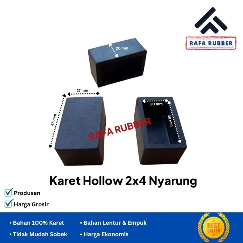 Karet Hollow 2x4 nyarung polos/karet kaki meja/kursi/rak/lemari/besi
