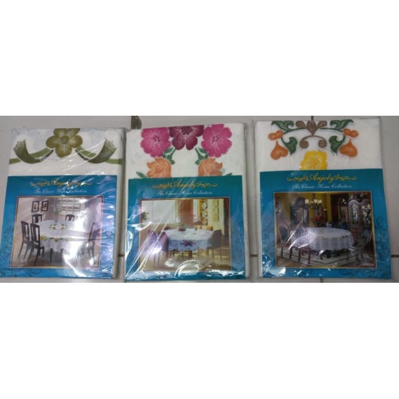 TAPLAK MEJA MAKAN BULAT/BUNDAR UNTUK 68 KURSI POLYESTER RENDA CLASSIC