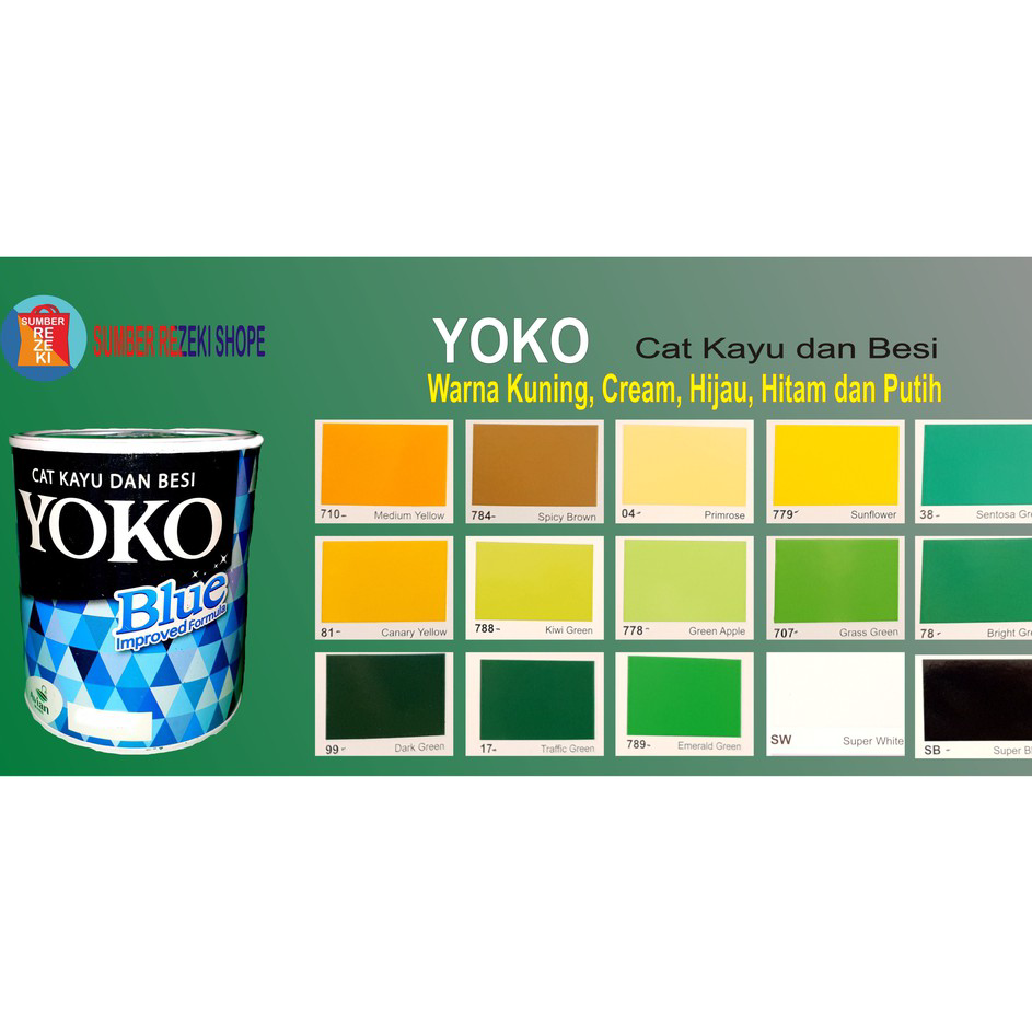 

Harga Murah Cat Minyak Besi,kayu,Plastik Warna Kuning,Hijau,Cream,Hitam,Putih YOKO Avian Brands