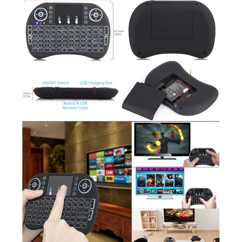 Diskon M96 Mini Keyboard I8 Tv Box/Proyektor Wireless Papan Ketik Telapak Tangan TouchPad Keyboard K