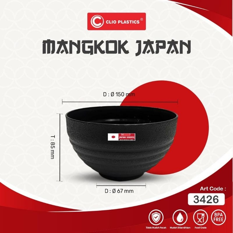 Mangkok Ramen Jepang Hitam Series Mangkuk Plastik Mangkok Piring Gelas Cangkir Udon Korea Bakso Mie