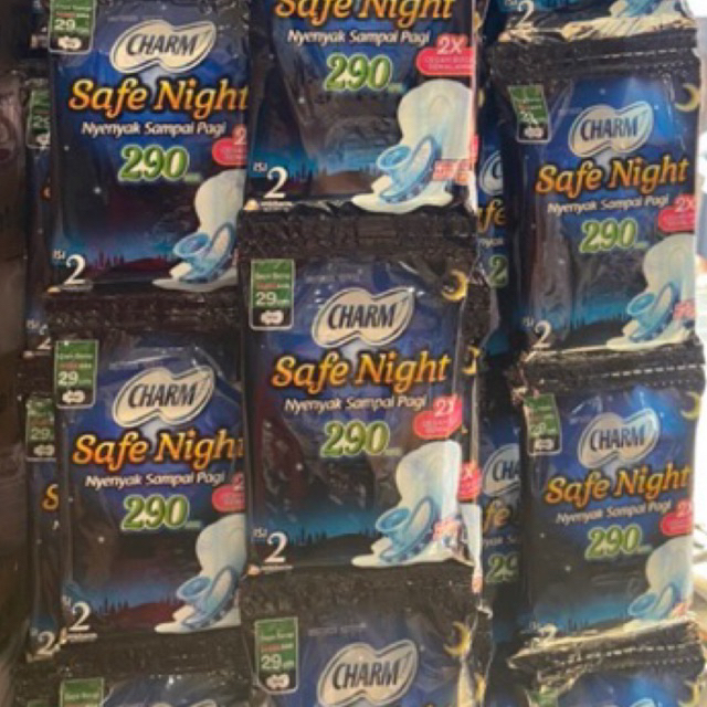 Softex Charm Safe Night isi 2 pcs 1 Renceng isi 10 bks Pembalut Termurah