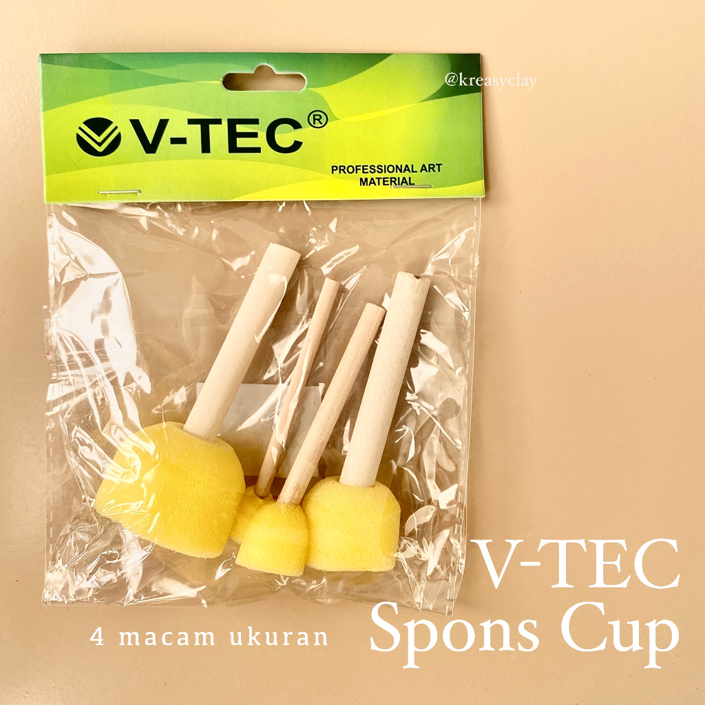 

V-TEC Spons Lukis Cup - Sponge Type Cup - Round Sponge For Painting - Spons Lukis Stick - Foam Sponge Brush