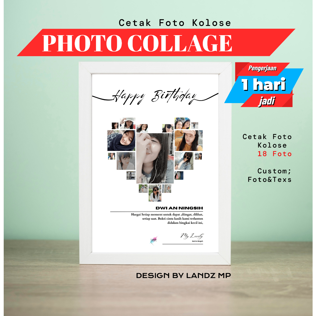 Cetak Foto Kolase Free Desain/ Wall Decor Hadiah Desain Kolase Foto/ Hiasan Dinding/ Kado Wisuda Val