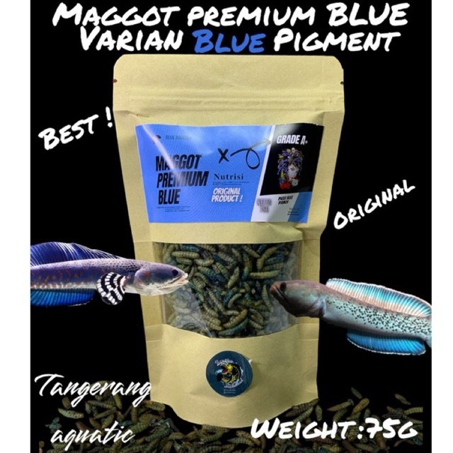 Maggot Kering BSF Super Premium Blue Grade A+ Pakan Ikan Channa Oscar Pebas Ikan Hias Air Tawar Lain