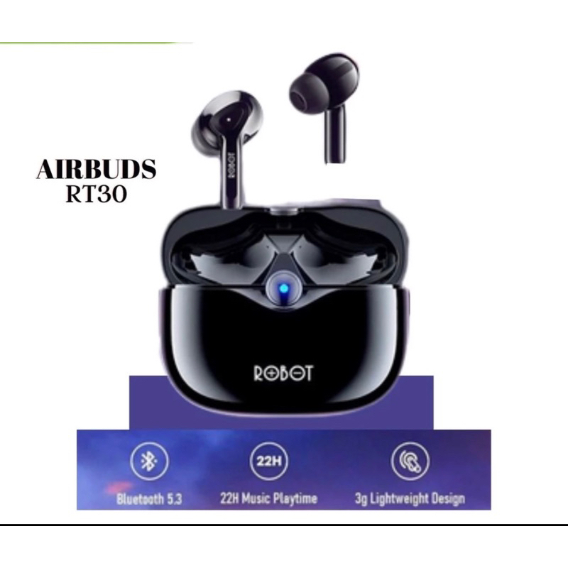 Robot TWS Wireless Earphone Airbuds T30 PLUS Original BT 5.3 True Wireless Headset Bluetooth Earbuds