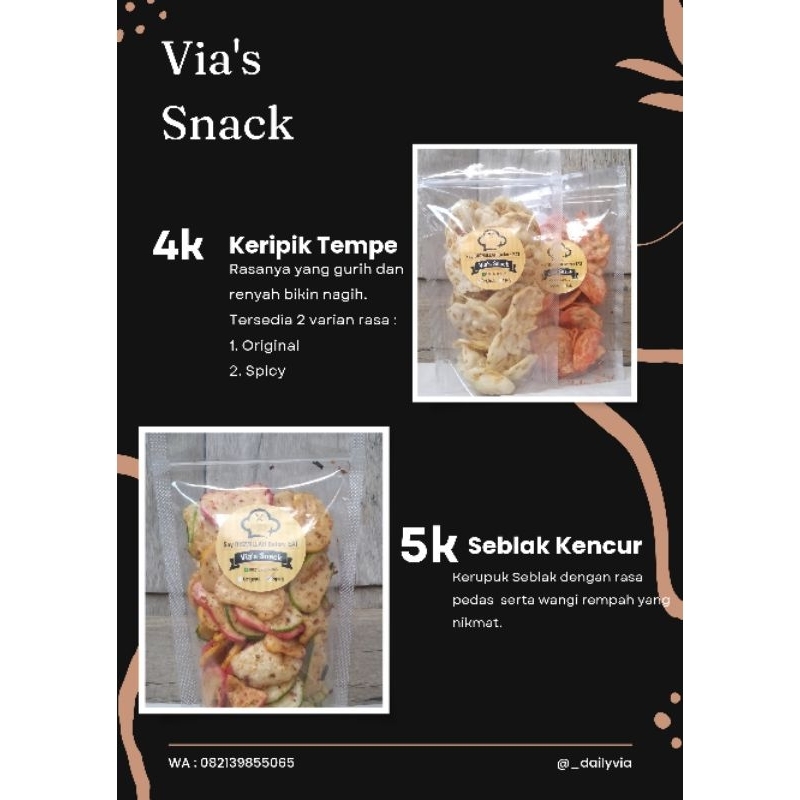 

Via's Snack - Keripik Tempe dan Seblak Kencur