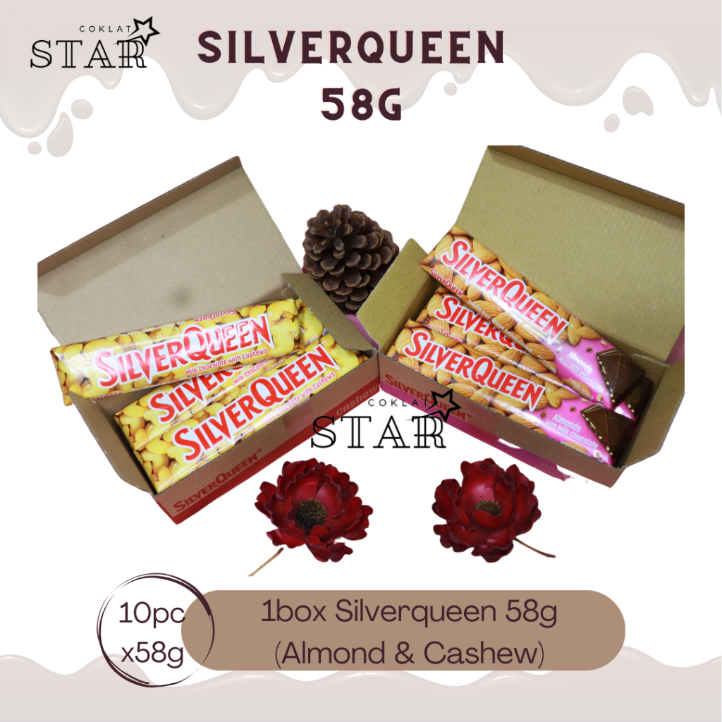 COKELAT SILVERQUEEN BESAR 58 GR X 10 PCS ALMOND CASHEW