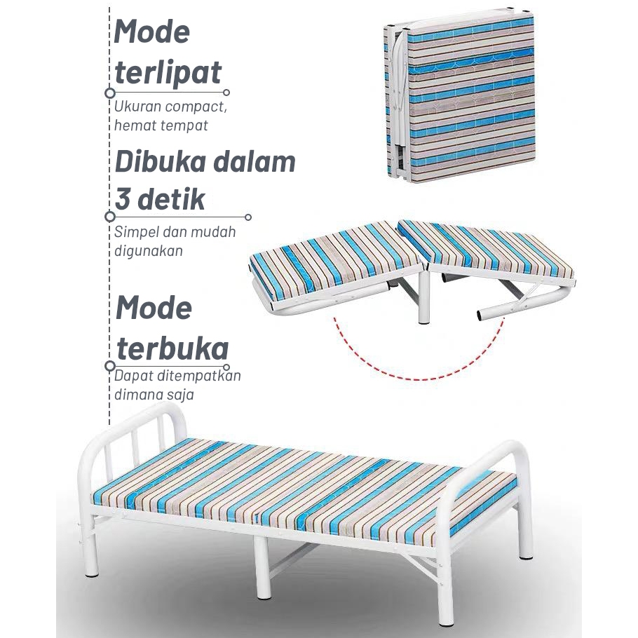 Tempat Tidur Lipat Dipan Folding Bed Portable / Ranjang Lipat Uk 100 cm &amp; 75 Aihomestore88