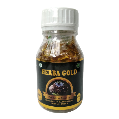 Kapsul Herba Gold | Black Garlic Oil + Habbat's +Zaitun+ Propolis 200 kapsul