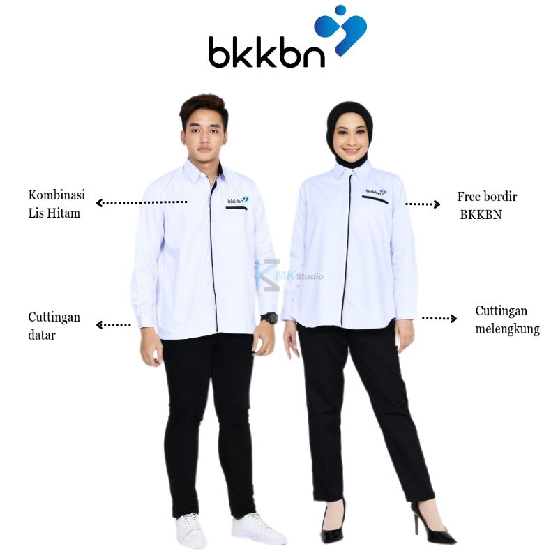 SERAGAM BKKBN-Kemeja Putih Pria dan Wanita/Baju Seragam Kesehatan/Kemeja Putih BKKBN/Seragam BKKBN