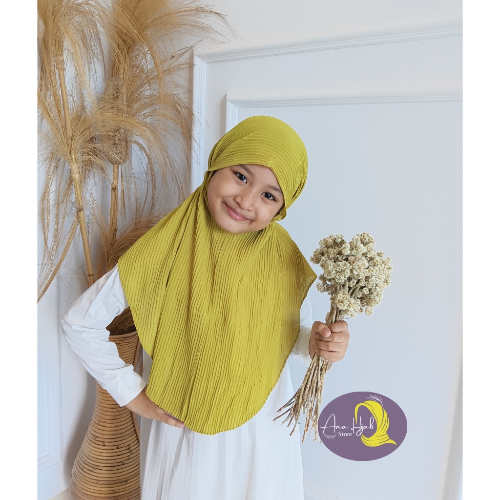 Bergo Plisket Anak 4-9th Bergo Maryam Plisket Anak Kerudung Instan Anak Plisket