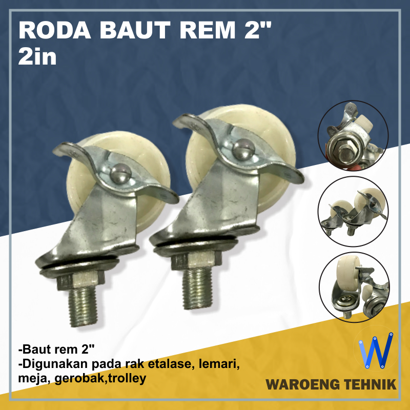 Roda Baut Rem 2" Roda troli 2in roda trolley etalase