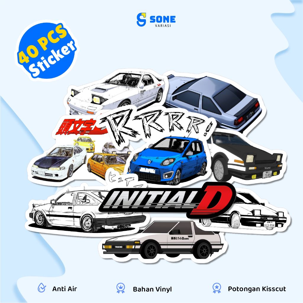 

[40 Pcs] Stiker Pack Anime Initial D Vinyl Waterproof Anti Air untuk Sticker Buku Journal Koper Laptop