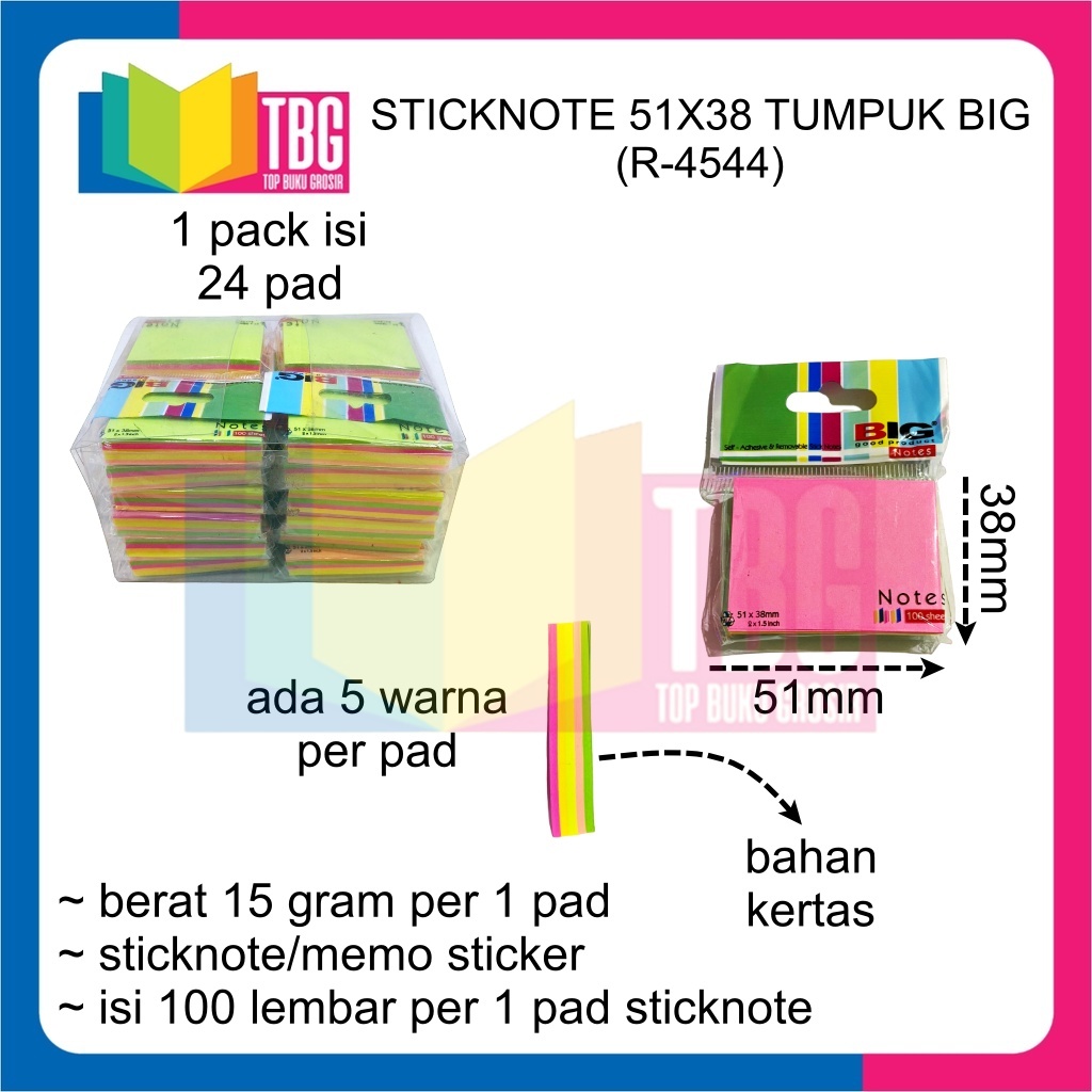

1 PAD STICKNOTE 51X38 TUMPUK BIG STICKY NOTES MEMOPAD (R-4544)