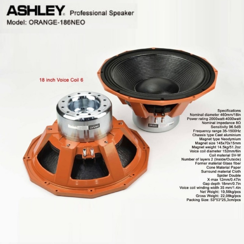 SPEAKER KOMPONEN ASHLEY ORANGE186NEO / ORANGE 186 NEO / ORANGE 186NEO / Original