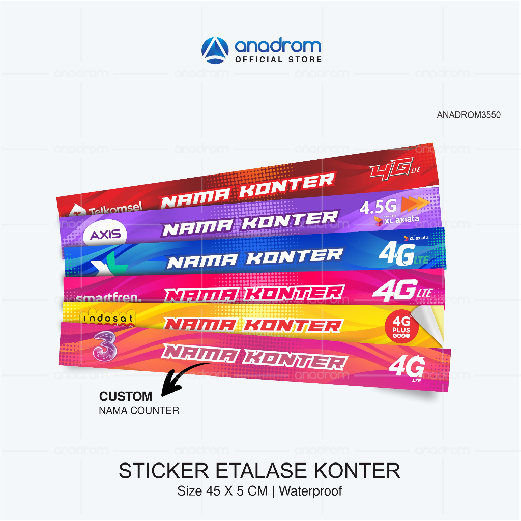Sticker Etalase Konter Besar Size 45x5 Cm | Sticker Kaca Etalase |  Anadrom 3550