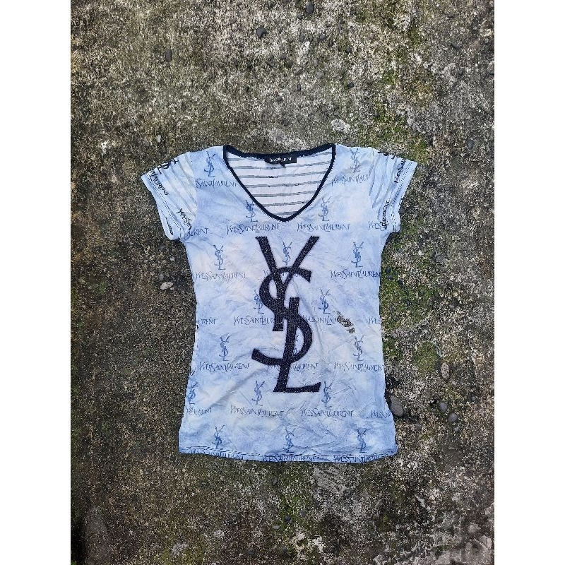 kaos cewe ysl yves saint laurent second thrift