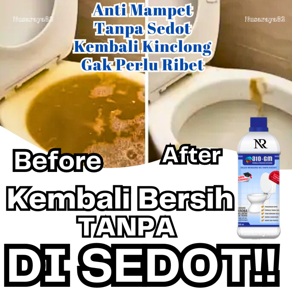 PENGURAS WC MAMPET TANPA SEDOT CAIRAN OBAT PEMBERSIH WC MAMPET TANPA KURAS PENGHILANG BAU SEPTICTANK SEPITENG SEPTIC TANK BIO GM PLUS 500ML