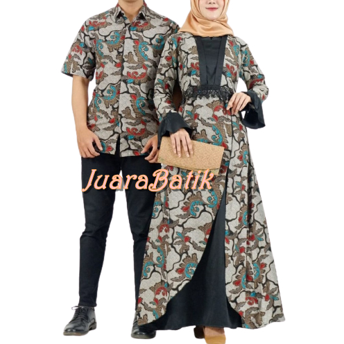 Couple Gamis Big Size "Jb5"-Sarimbit Batik Jumbo-Gamis Jumbo-Seragam Muslim-Baju Big Size- Ld 130 cm
