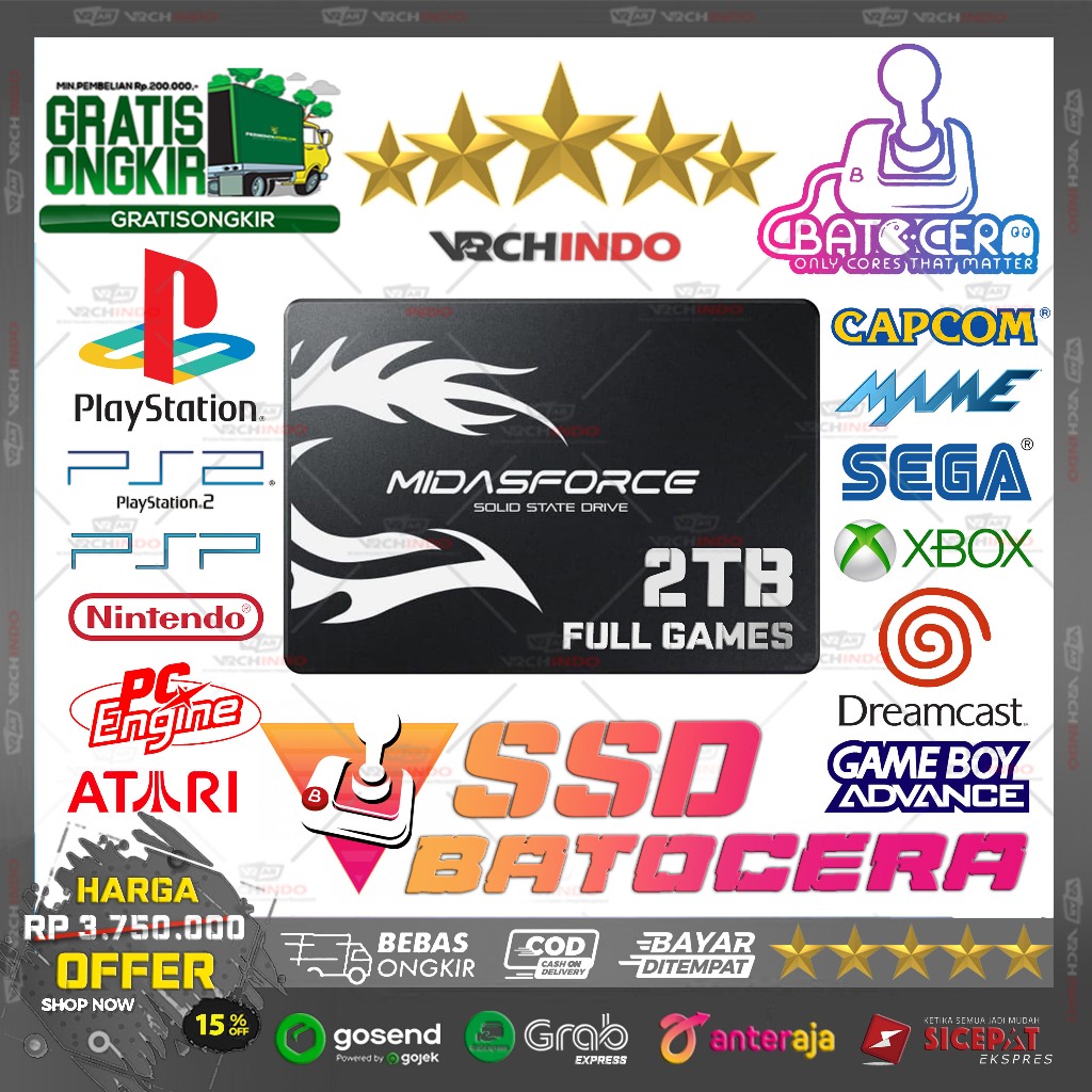 2TB SSD External Game Batocera / Retrobat Emulator Emulator - All in One Games Console Retro Emulato