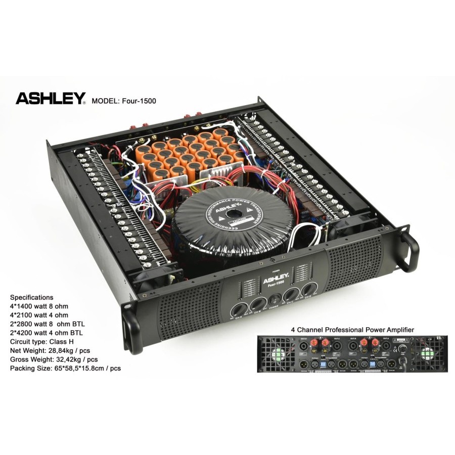 POWER Amplifier Ashley FOUR1500  Power sound system FOUR 1500 ORIGINAL