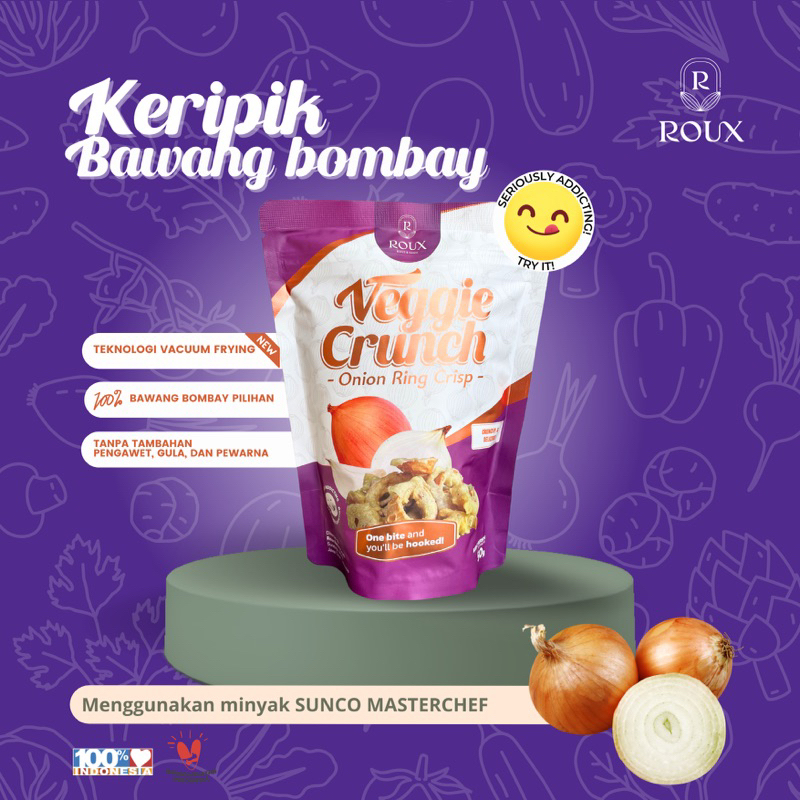 

Forcysn Roux Veggie Crunch Keripik Sayur Brokoli Paprika Jagung Manis Bawang Bombay Onion Jamur