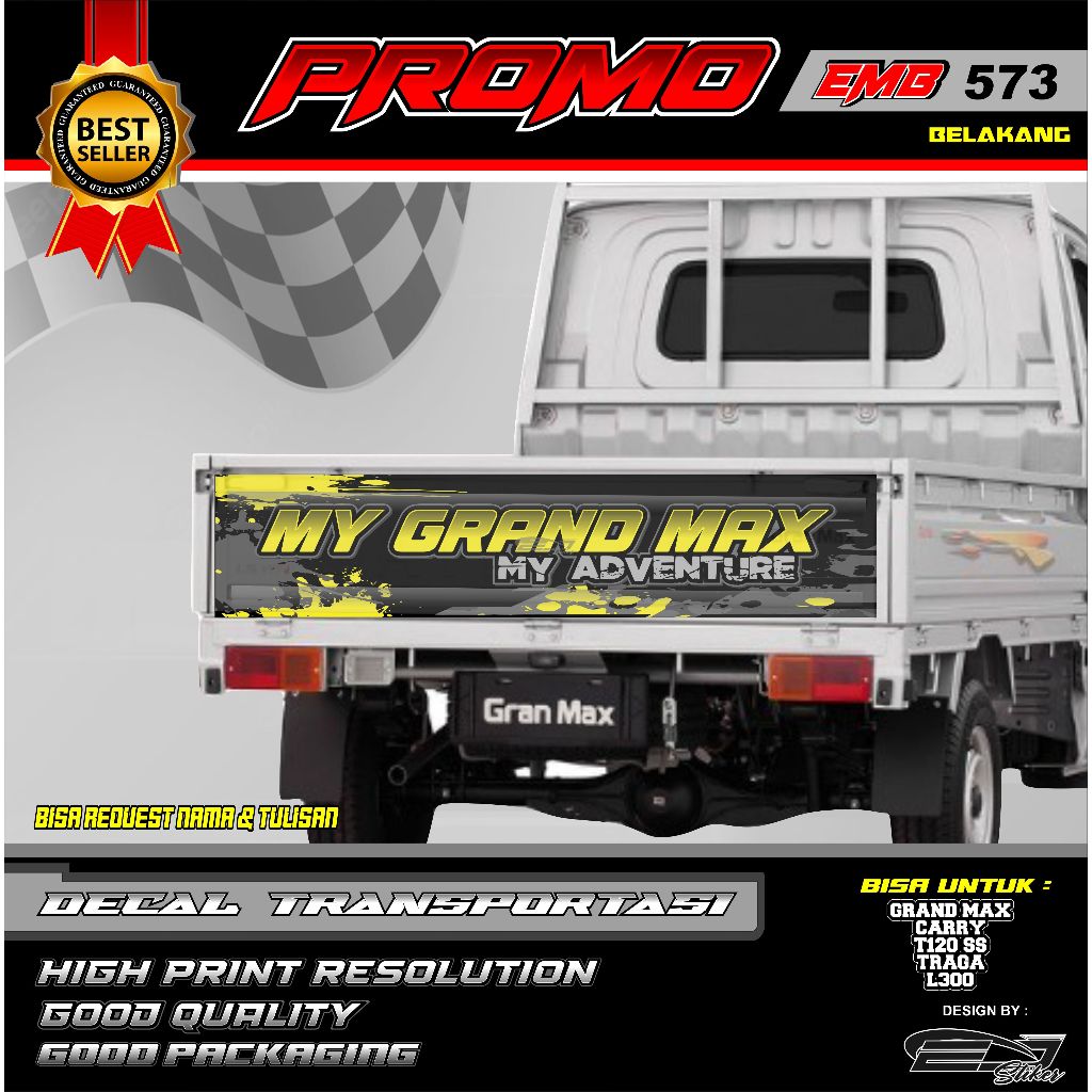 STIKER DECAL MOBIL PICK UP BAK BELAKANG FREE CUSTOM TULISAN-STICKER DECAL SEMUA PICK UP-EMB573
