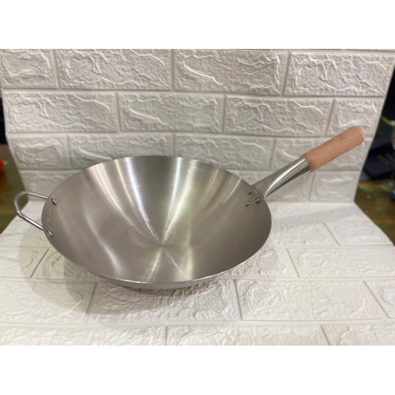 Kuali stainless wajan stainless calypso gagang kayu 30/34cm