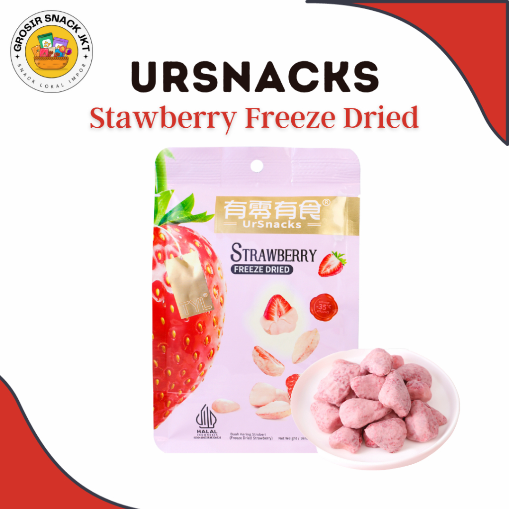 

URSNACKS Strawberry Vakum Buah Kering - Freeze Dried Fruit HALAL Snack Diet Rendah Kalori