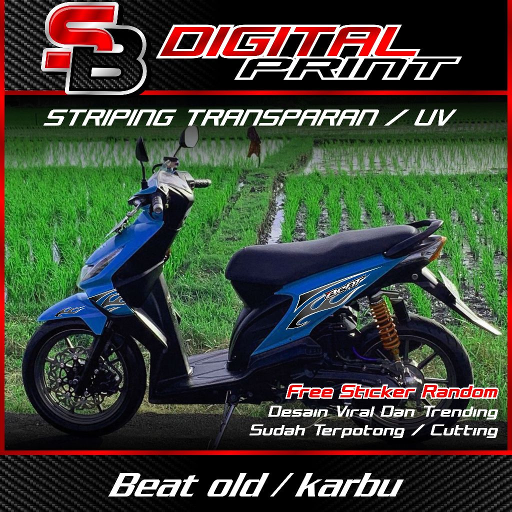 striping transparan beat karbu - striping api beat karbu bahan transparan