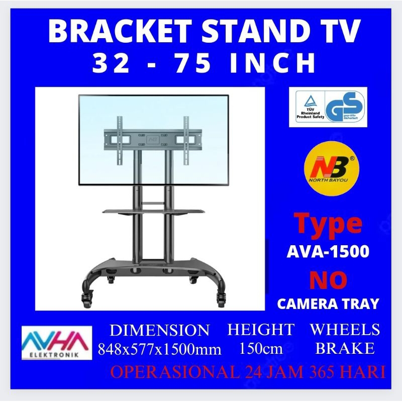 bracket stand tv STANDING BRACKET tv 2 TIANG SIZE 32 - 75 inch NB NORTH BAYOU