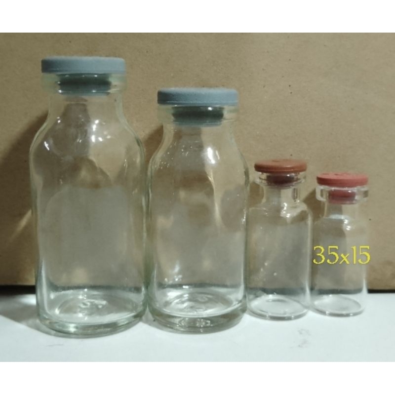 botol obat bening kaca kecil bekas D