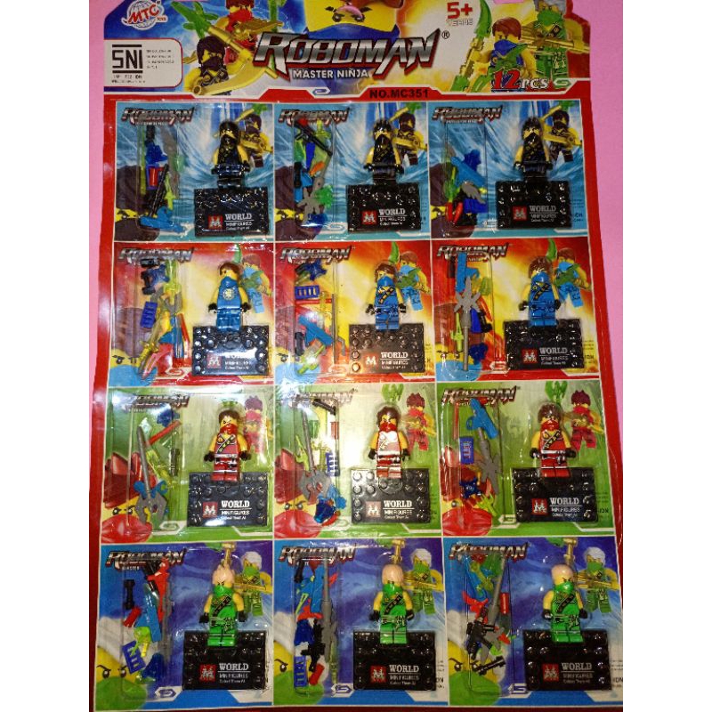 mainan balok susun brick/minifigure/action figure/lego roboman ninja 12pcs