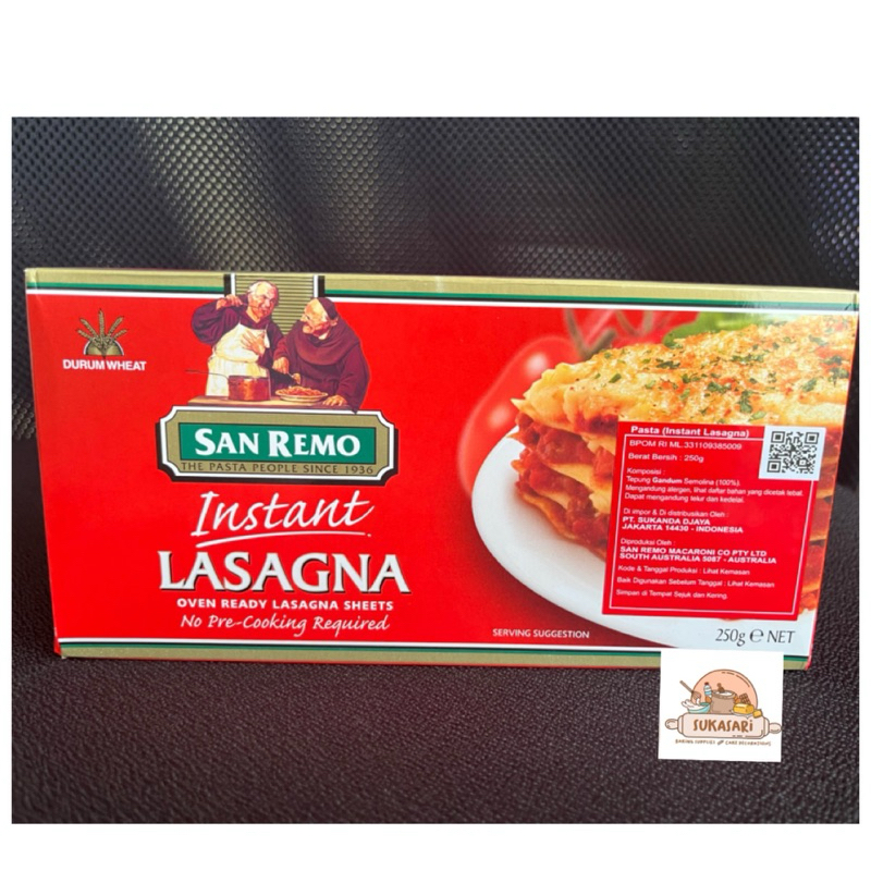 

San Remo Instant Lasagna 250gr Lasagna Sheet kulit lasagna