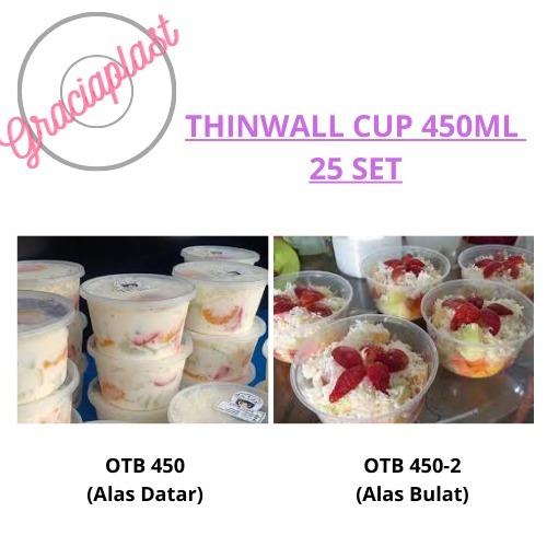 Thinwall Cup 450ml tutup anti tumpah (Mangkok Plastik) ISI 25pcs