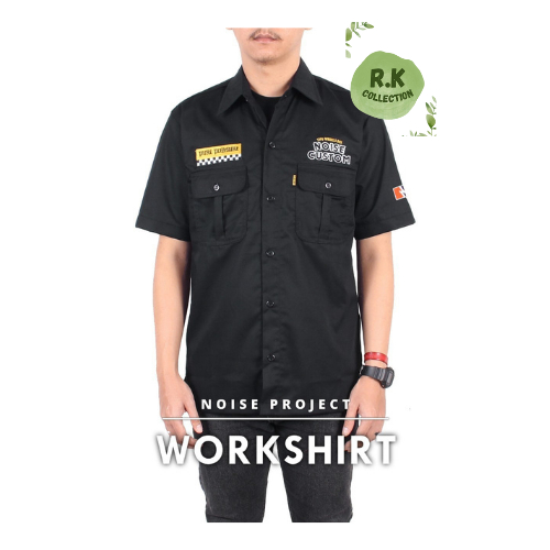 RK - WORKSHIRT (BISA BAYAR DI TEMPAT ) KEMEJA WORKSHIRT NOISE SHORT SERIES / WORKSHIRT DISTRO BANDUN
