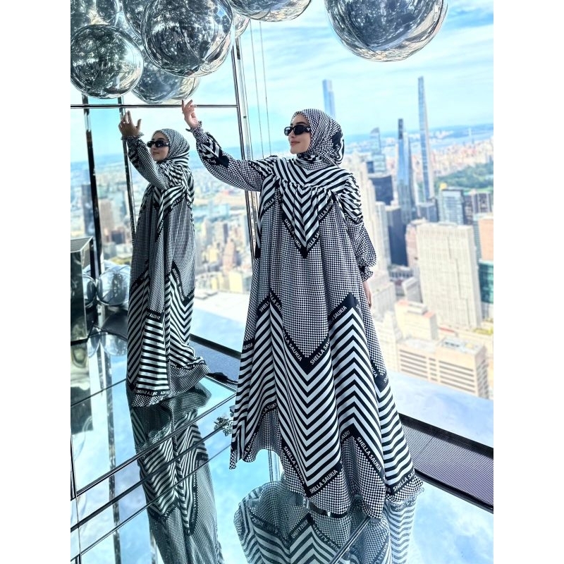 Gamis Zebra Amrik Set Hijab 100% Original Shella Saukia