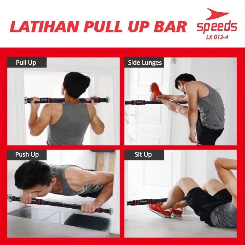 SPEEDS Pull Up Bar Adjustable 60-100 CM /Chin Up /Iron Gym Alat Fitness Di Rumah Doorway Door Bar 013-04