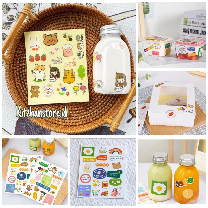 

10lembar stiker karakter lucu stiker tq thank you stiker segel box botol handmade