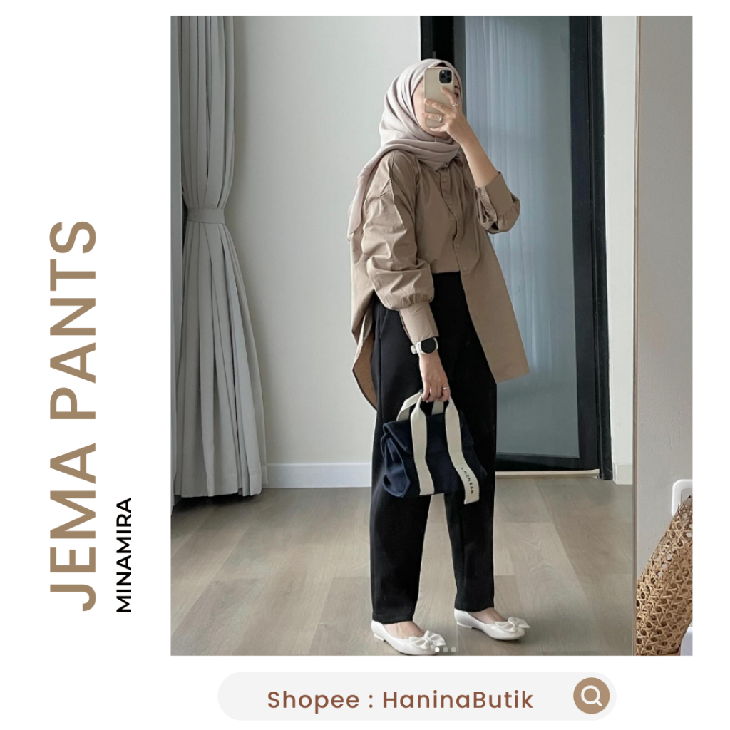 (𝗦𝗜𝗔𝗣 𝗞𝗜𝗥𝗜𝗠) JEMA PANTS BLACK by MINAMIRA | CELANA WANITA MINAMIRA