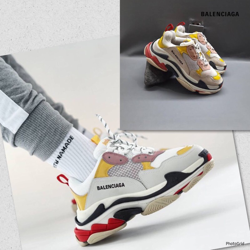 Sepatu balenciaga triple S woman sport sneakers putih pink kets lucu unik original itali italy high 