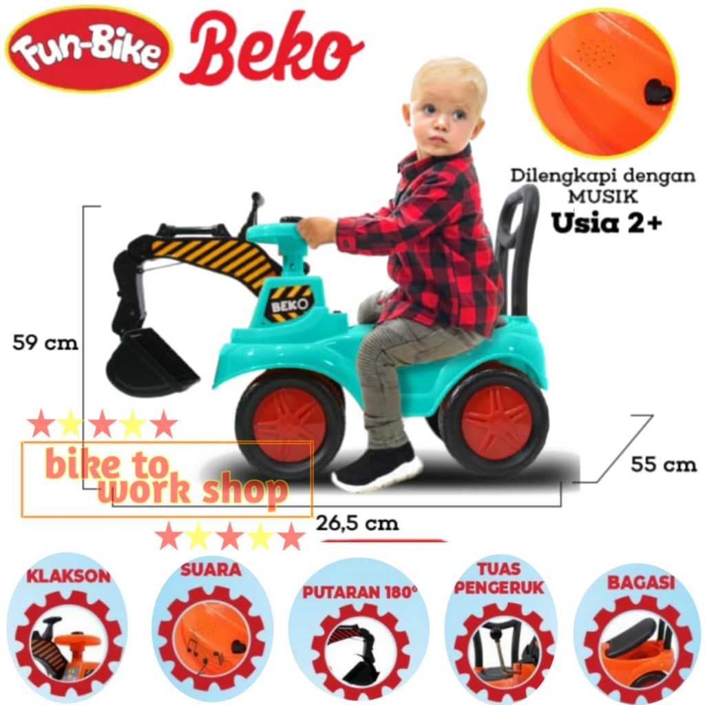 MOBIL MAINAN ANAK BEKO MUSIK TOLOCAR STIR EXCAVATOR FUN BIKE