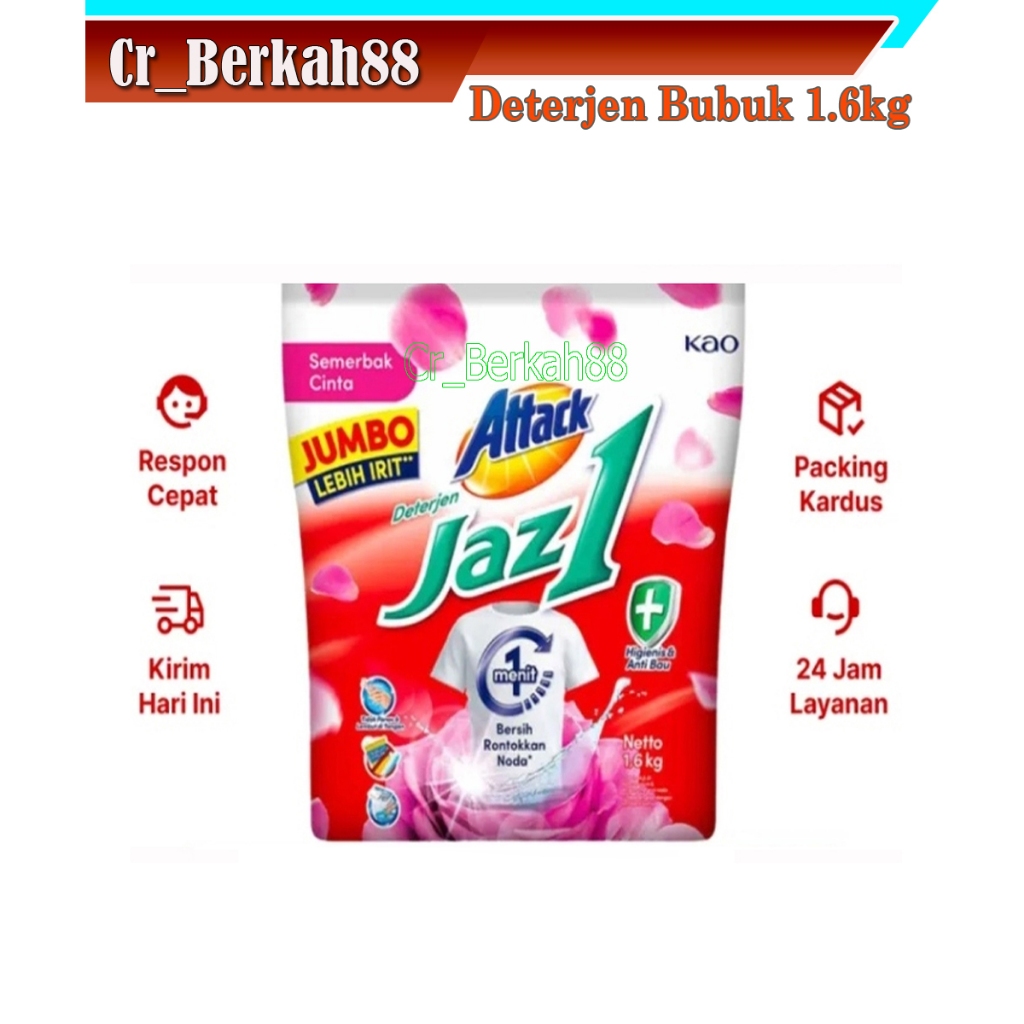 Sabun cuci baju jazz1 bubuk 1,6 kg / Sabun cuci bubuk jazz 1 deterjen 1,6 kg