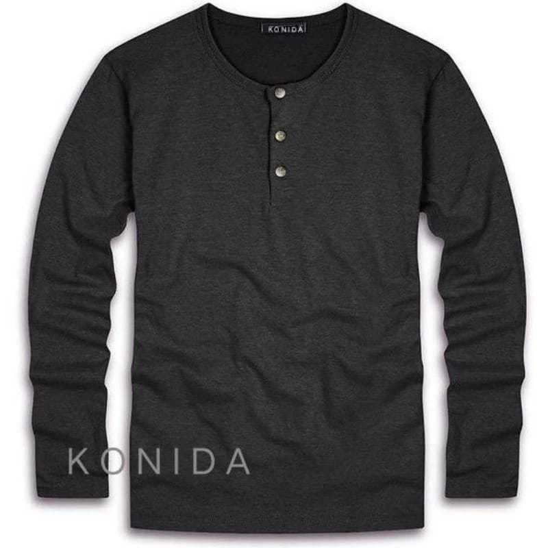 kaos cowok Dewasa Baju Kaos Kancing Depan Baju Kaos Polos Lengan Panjang pria kaos polos kancing/kao