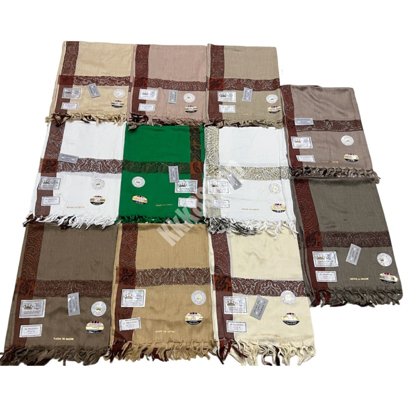 Sorban Kashmir Hijau / Putih / Warna Al Shafeda Persegi Panjang Halus Eceran Grosir Surban Ijo (Gree