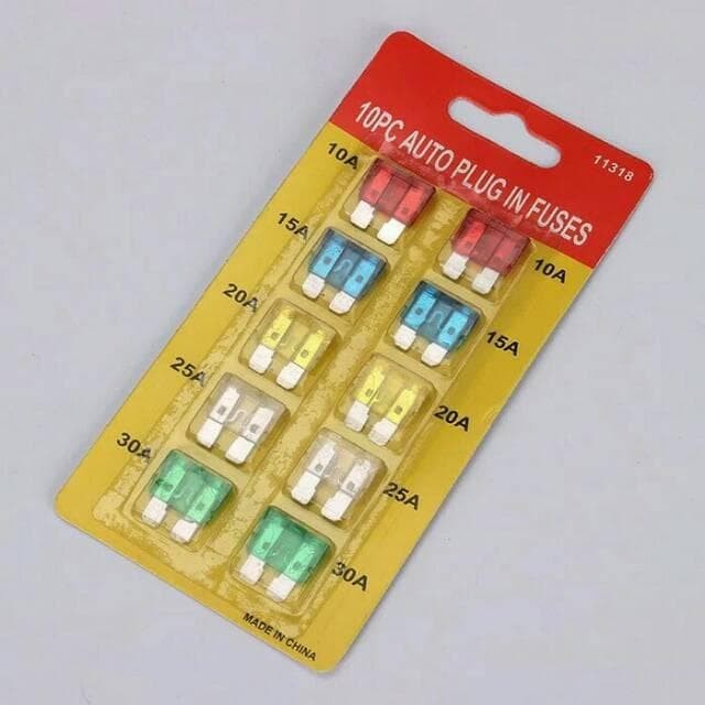  Fuse mobil 10 pcs / Sekring Mobil 10A , 15A , 20A , 25A , 30A / Sekring Aki Mobil / Beli 1 Dapat 10