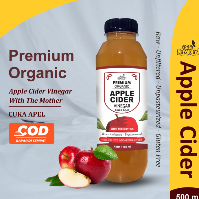 

XPTG0618 CUKA APEL Apple Cider Vinegar | 250 ml - 500 ml Premium CUKA APEL Organik With The Mother Untuk Diet Alami by Suur Lemoen